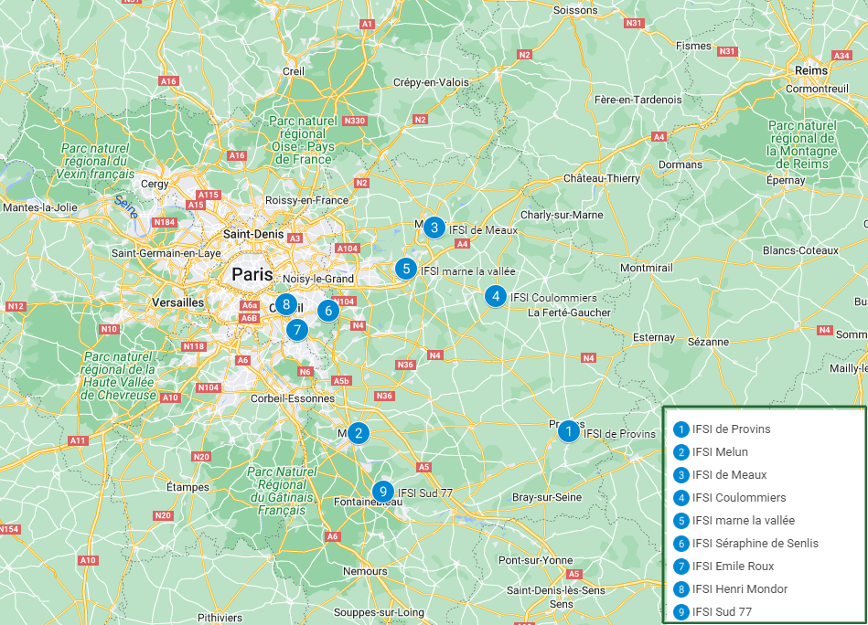 10 Sites des IFSI en Ile de france